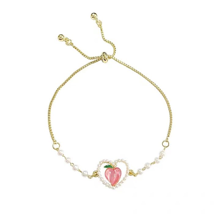 Modern Style Flower Butterfly Copper Inlay Artificial Gemstones Bracelets