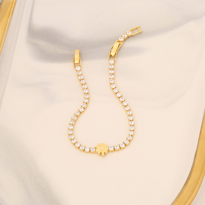 Pulseras de cobre con forma de corazón de estrella de moda, pulseras de cobre con circonita chapadas en oro, 1 pieza