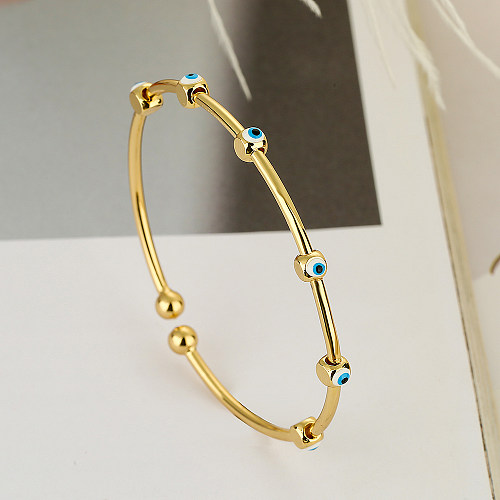 Simple Style Commute Devil'S Eye Copper Enamel Plating 18K Gold Plated Bangle