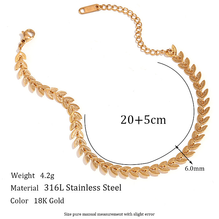 Schlichte Halskette mit Korn-Edelstahlbeschichtung und 18-Karat-Vergoldung