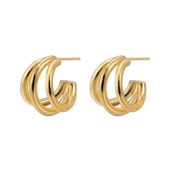 Simple Style C Shape Copper Plating Earrings 1 Pair