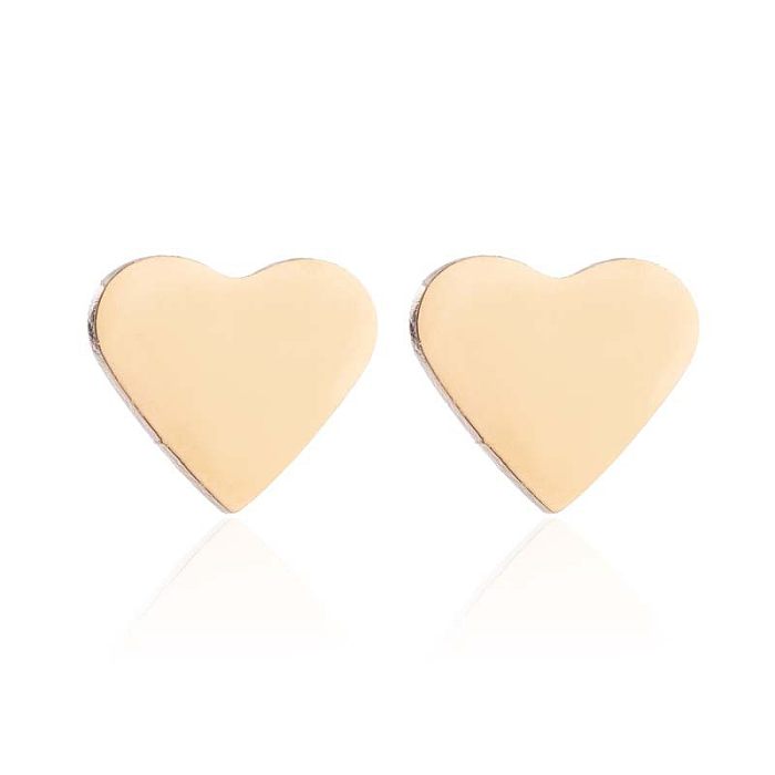 1 ensemble de boucles d'oreilles et collier en acier titane plaqué en forme de cœur, Style Simple