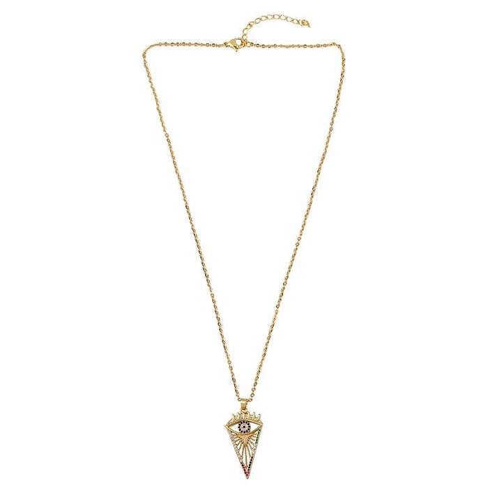 Fashion Micro Inlaid Color Zircon Necklace Simple Female Wild Devil's Eye Pendant Necklace Jewelry