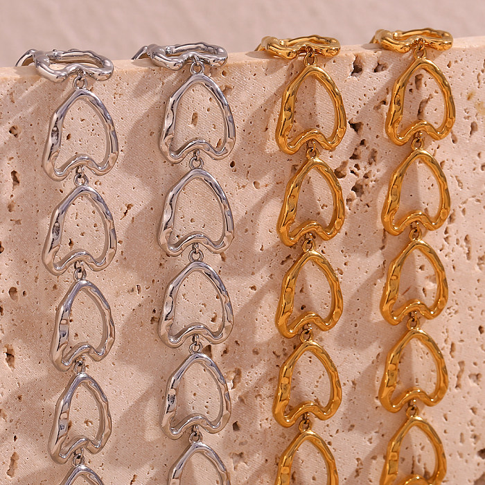 Collier de bracelets plaqué or 18 carats en acier inoxydable en forme de cœur de style classique de style simple