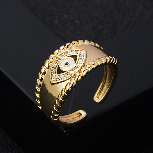 Mode-Kupfer-vergoldeter Micro-Set-Zirkon-Leopardenkopf-geometrischer Ring
