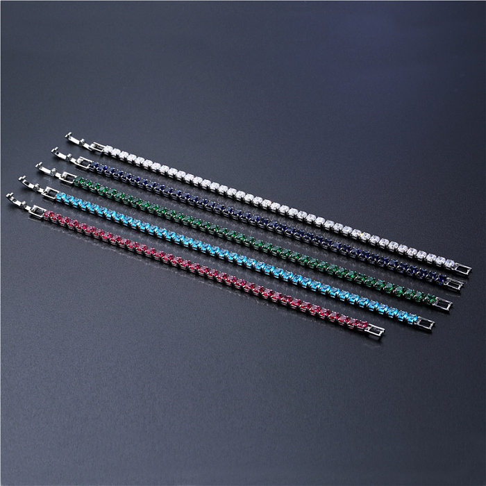 Hip-Hop Retro Solid Color Copper Inlay Zircon Bracelets