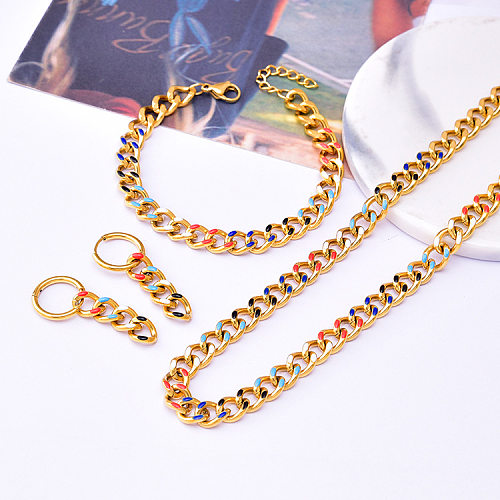 Collier de boucles d'oreilles de bracelets des femmes de placage d'émail en acier de titane coloré artistique