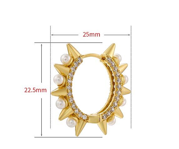 1 Pair Elegant Glam Lady Circle Plating Inlay Copper Artificial Pearls Zircon 18K Gold Plated Earrings