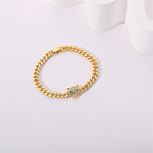Bracelets plaqués cuivre léopard de style simple 1 pièce