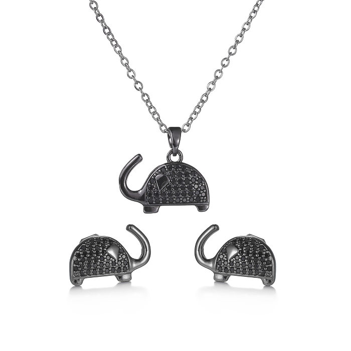 Estilo clássico streetwear elefante liga de cobre inlay zircão encantos brincos