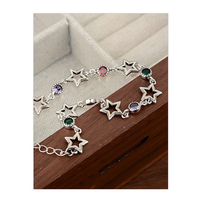 Retro Star Copper Plating Inlay Zircon Bracelets