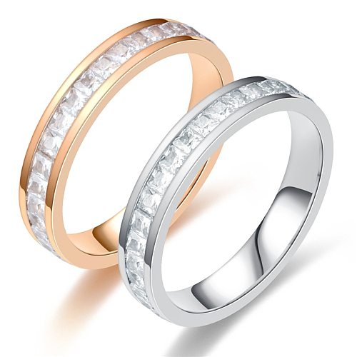 Wholesale Korean Geometric Square Zircon Titanium Steel Ring jewelry