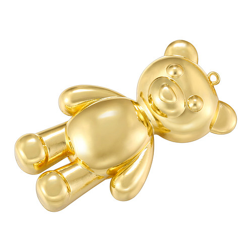 Lässige, süße kleine Bären-Anhänger-Halskette mit Kupferbeschichtung und 18-Karat-Vergoldung