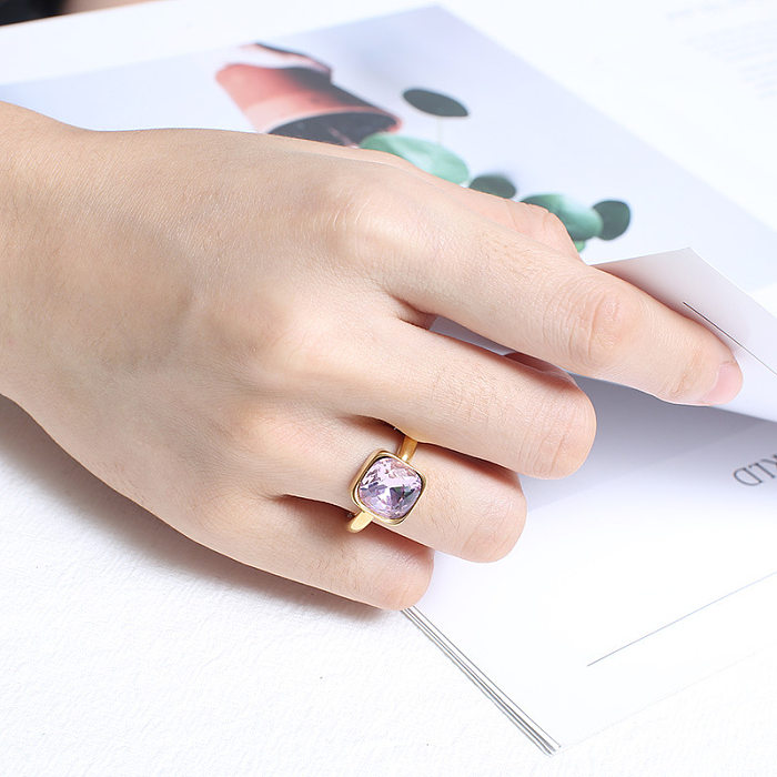 Fashion Geometry Pattern Multicolor Zircon Stainless Steel Ring Wholesale jewelry