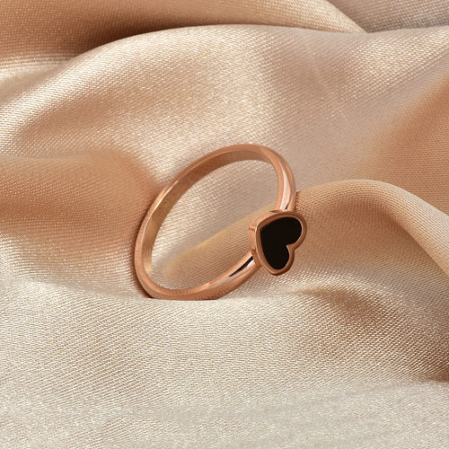 Fashion Heart Shape Titanium Steel Inlay Shell Rings
