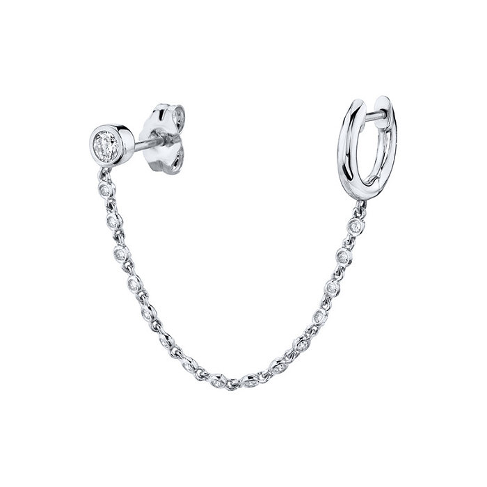 1 Stück Streetwear Stern Inlay Sterling Silber Kupfer Künstliche Perlen Künstliche Diamant Ohrstecker