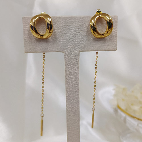 1 paire de boucles d'oreilles pendantes plaquées or 18 carats avec pampilles de style classique