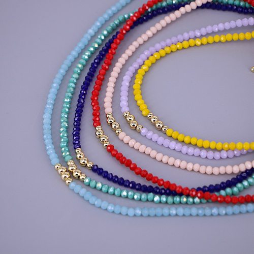 Collier de perles de cristal, chaîne de clavicule, collier de couleur