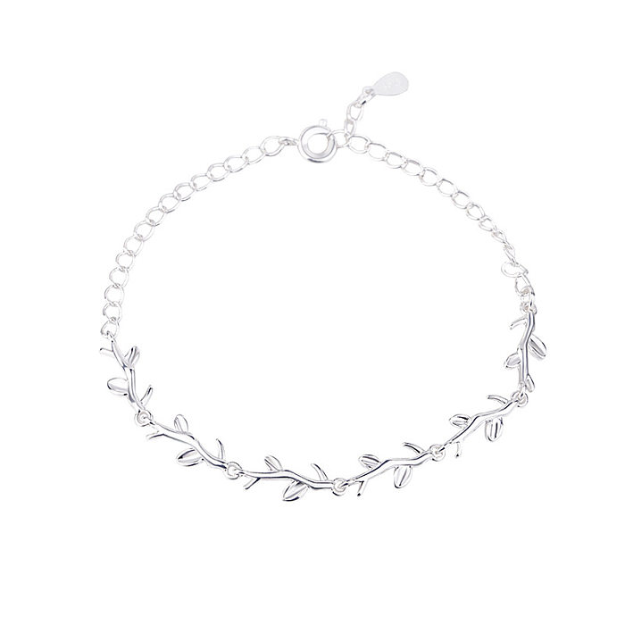 Korean Moonlight Forest Leaves And Branches Silver-plated Copper Bracelet