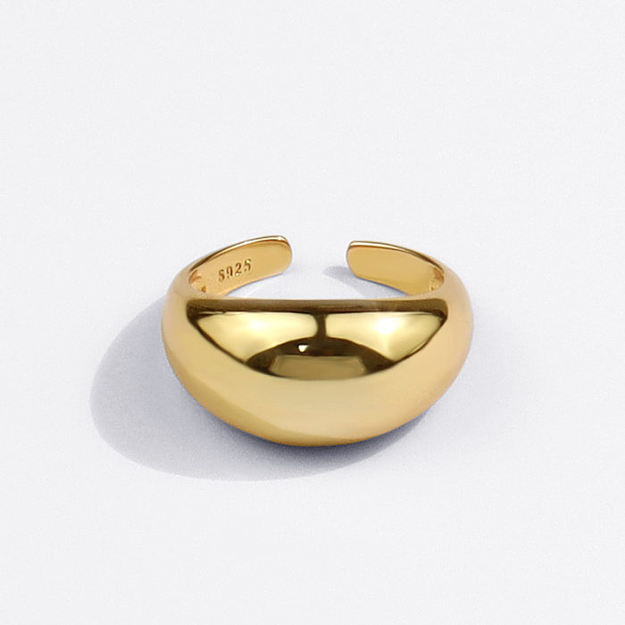 Anel liso simples e liso, moda criativa, abertura geométrica, anel de cobre com temperamento ajustável
