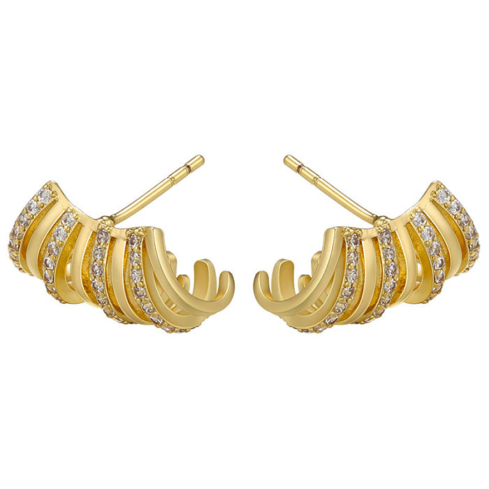 1 Pair Simple Style Geometric Copper Plating Zircon Ear Studs