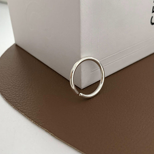 Simple Style Round Copper Plating Inlay Crystal Zircon Open Rings