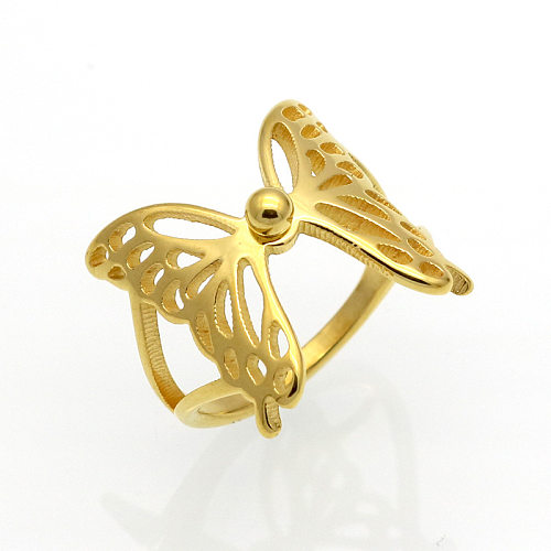 1 Piece Simple Style Butterfly Titanium Steel Plating Rings
