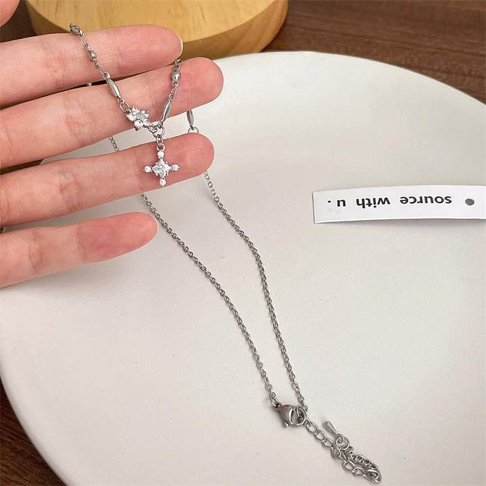 IG Style Flower Copper Zircon Necklace In Bulk