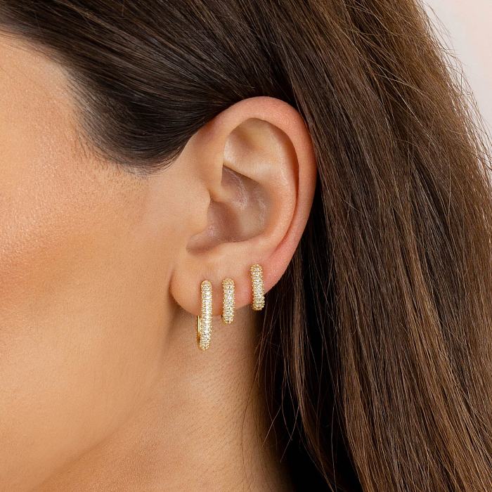Boucles d'oreilles en Zircon plaqué cuivre, cercle à la mode, 1 paire