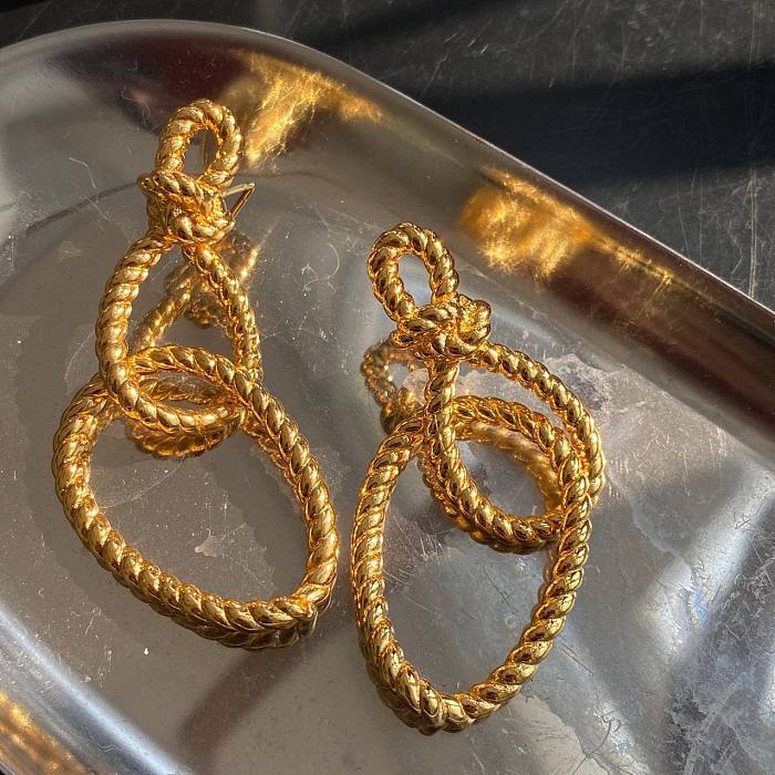 1 Paar süße Doppelring-Ohrringe aus Kupfer