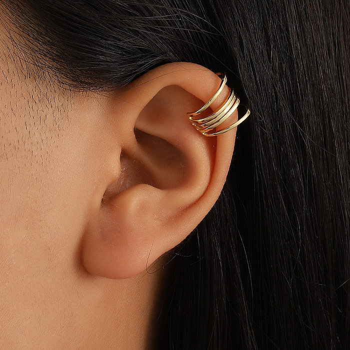 1 pièce de clips d'oreille en cuivre plaqué géométrique de style simple