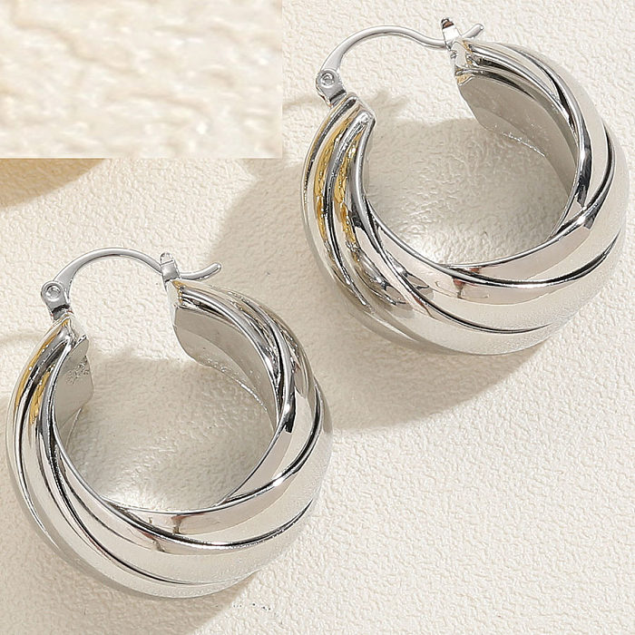 1 Pair Exaggerated Simple Style Commute Twist Polishing Plating Copper 14K Gold Plated White Gold Plated Hoop Earrings
