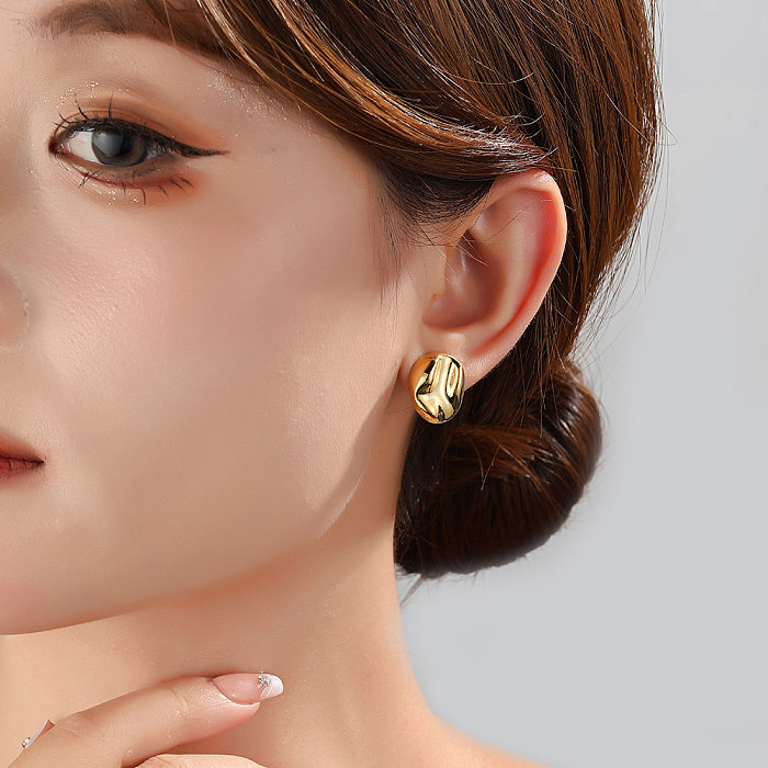 1 Pair Simple Style Irregular Solid Color Plating Copper Ear Studs