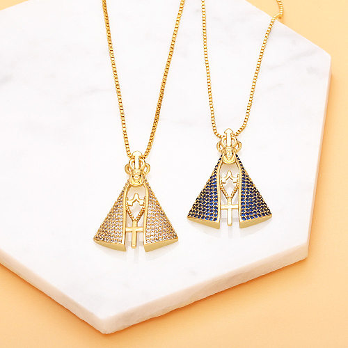 Modische Kupfer-Halskette mit Diamant-Anhänger und religiösem Element