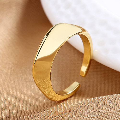 1 Piece Simple Style Irregular Solid Color Copper Plating Open Ring