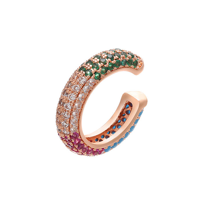 Fashion C Shape Copper Plating Inlay Rhinestones Ear Clips 1 Piece
