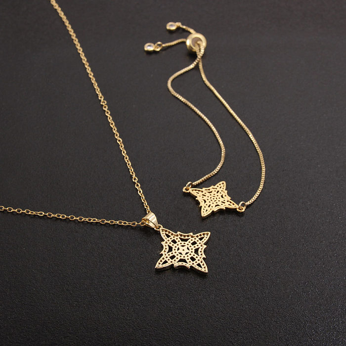 Conjunto de joias banhadas a ouro de zircão com revestimento de cobre nó streetwear