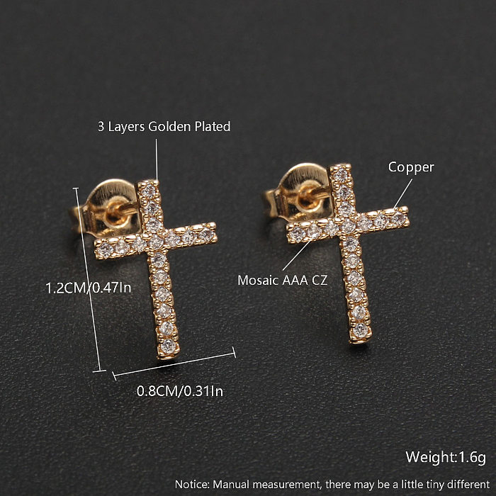 1 Pair Simple Style Heart Shape Bow Knot Plating Copper Gold Plated Ear Studs