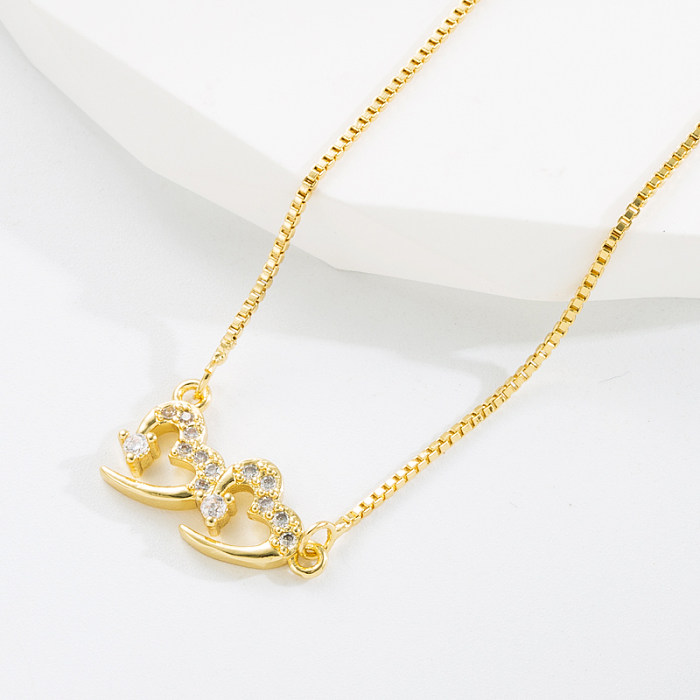 Fashion Heart Shape Flower Copper Gold Plated Zircon Pendant Necklace 1 Piece