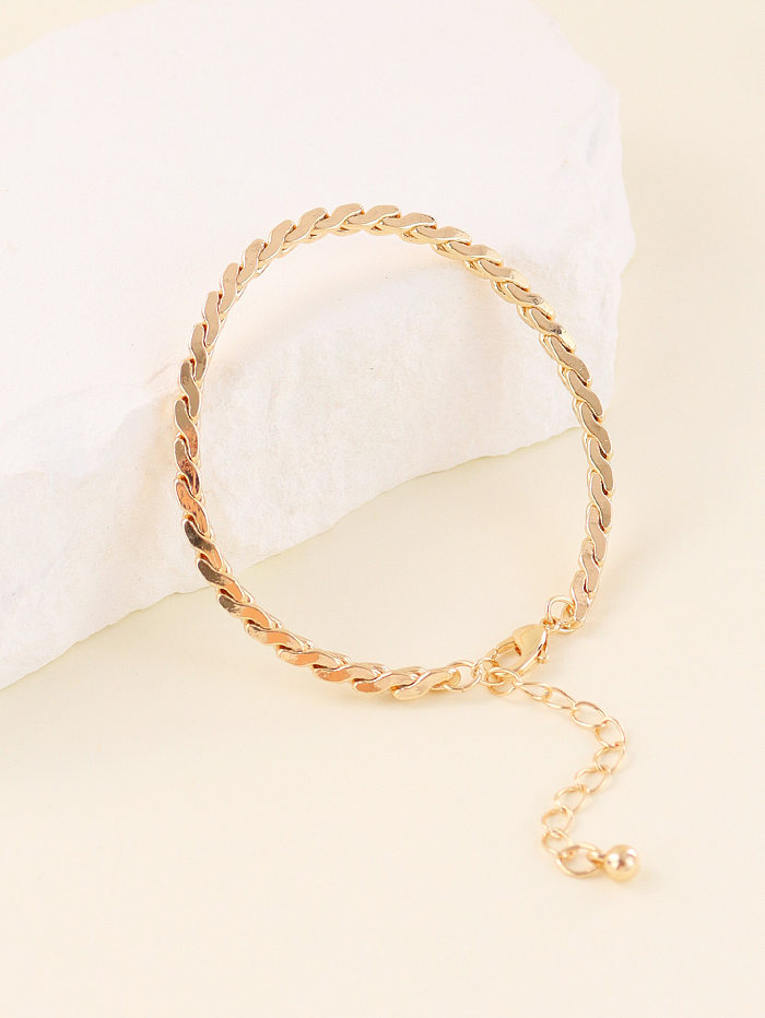 Simple Style Solid Color Copper Stoving Varnish Bracelets