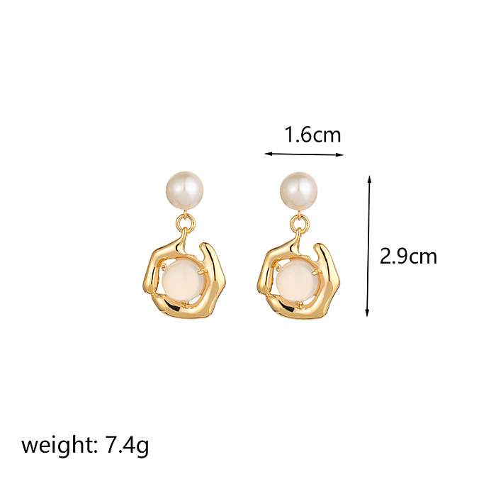 1 Pair Simple Style Roman Style British Style Solid Color Plating Copper 18K Gold Plated Drop Earrings