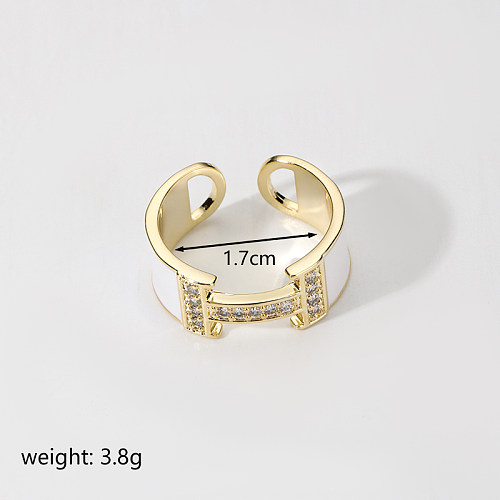 Classical Retro Commute Solid Color Copper Plating Inlay Zircon Open Rings
