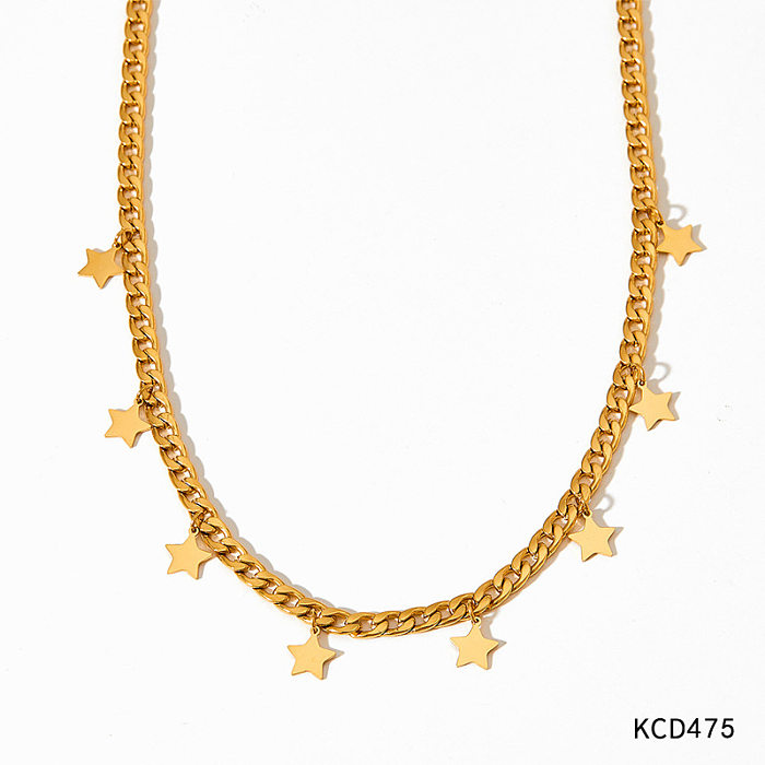 Mode étoile forme de coeur acier inoxydable titane acier placage Zircon Bracelets boucles d'oreilles collier 1 pièce 1 paire