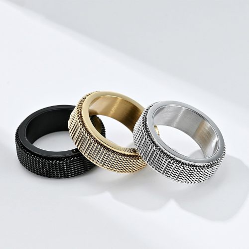 Simple Style Solid Color Titanium Steel Polishing Rings 1 Piece