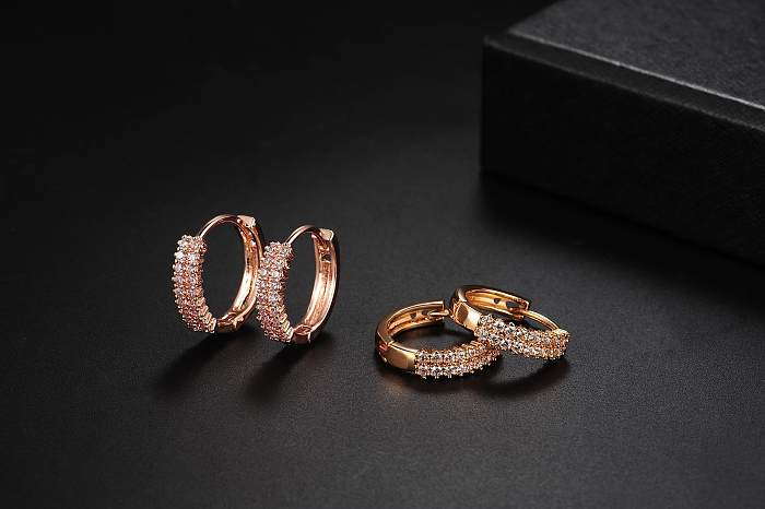 1 Pair Simple Style Classic Style Solid Color Inlay Copper Zircon Ear Studs