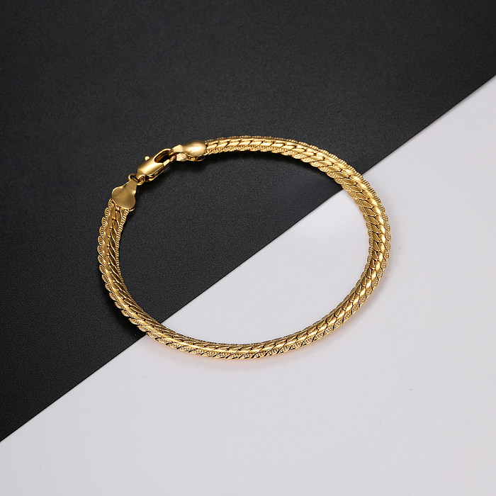INS Style – chaîne plaquée cuivre en os de poisson de couleur unie, bracelets plaqués or 18 carats