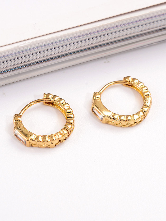 1 Pair Vintage Style Simple Style Solid Color Twist Plating Inlay Copper Zircon 18K Gold Plated Earrings