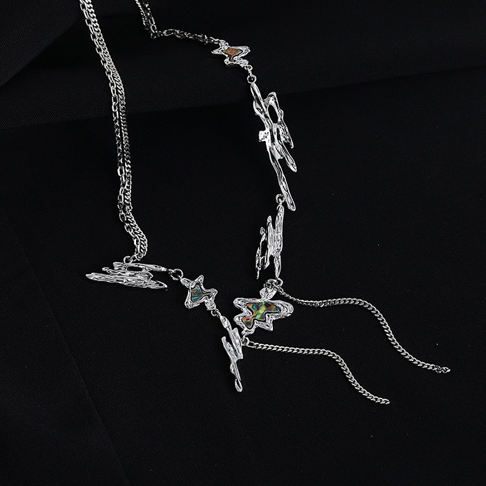 Original Design Künstlerische Unregelmäßige Quaste Kupfer Inlay Muschel Ohrringe Halskette