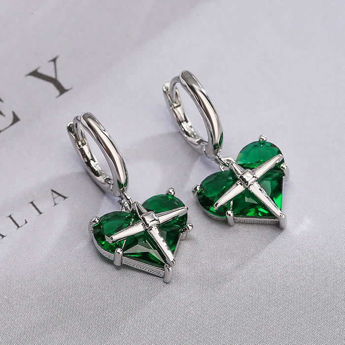 1 Pair Sweet Simple Style Star Heart Shape Plating Inlay Copper Zircon 18K Gold Plated Drop Earrings