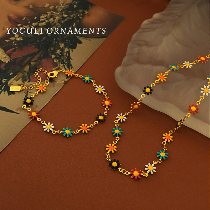 Colar dos braceletes das mulheres do chapeamento de cobre da flor do estilo clássico